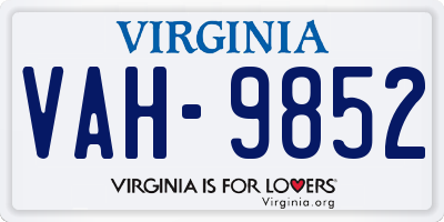 VA license plate VAH9852