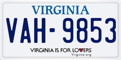 VA license plate VAH9853