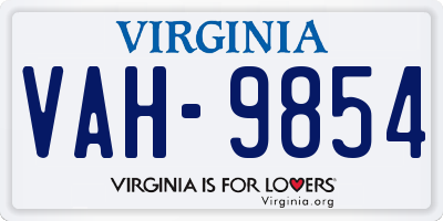 VA license plate VAH9854