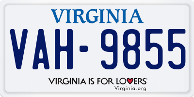 VA license plate VAH9855