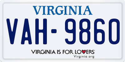 VA license plate VAH9860