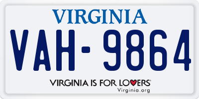 VA license plate VAH9864