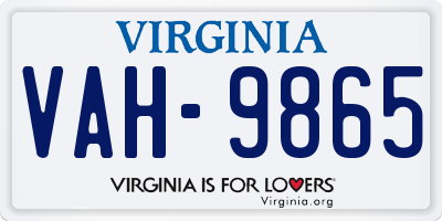 VA license plate VAH9865