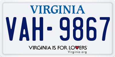 VA license plate VAH9867