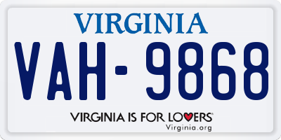 VA license plate VAH9868