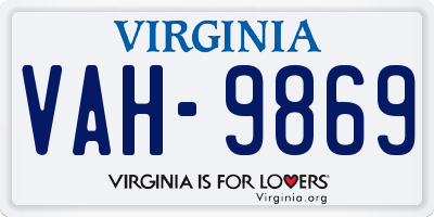 VA license plate VAH9869
