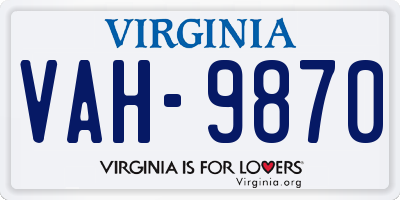 VA license plate VAH9870