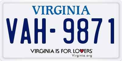 VA license plate VAH9871