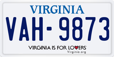 VA license plate VAH9873