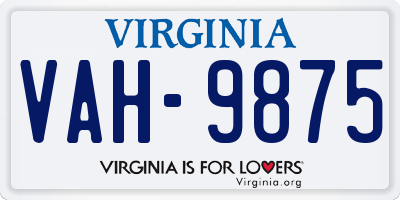 VA license plate VAH9875
