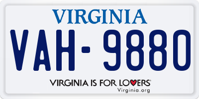 VA license plate VAH9880