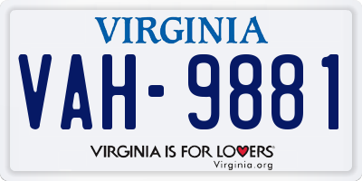 VA license plate VAH9881