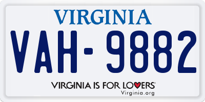 VA license plate VAH9882