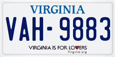 VA license plate VAH9883