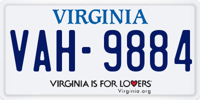 VA license plate VAH9884