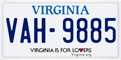 VA license plate VAH9885
