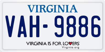 VA license plate VAH9886
