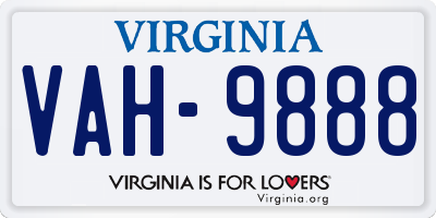 VA license plate VAH9888