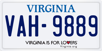 VA license plate VAH9889