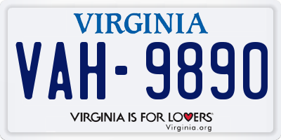 VA license plate VAH9890