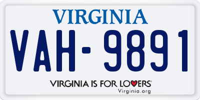 VA license plate VAH9891