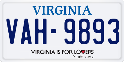 VA license plate VAH9893