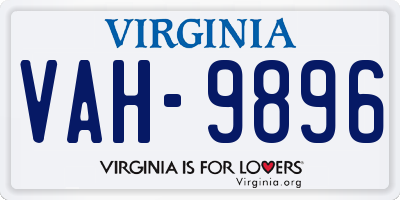 VA license plate VAH9896