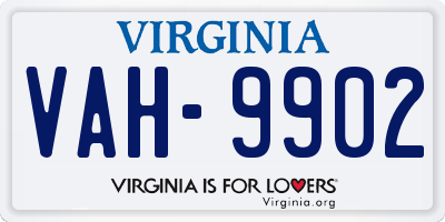 VA license plate VAH9902
