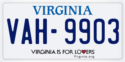 VA license plate VAH9903