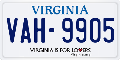 VA license plate VAH9905
