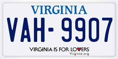 VA license plate VAH9907
