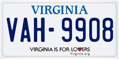 VA license plate VAH9908