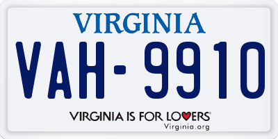VA license plate VAH9910