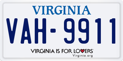 VA license plate VAH9911