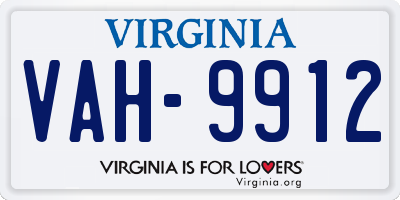 VA license plate VAH9912