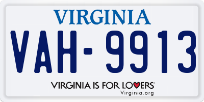 VA license plate VAH9913