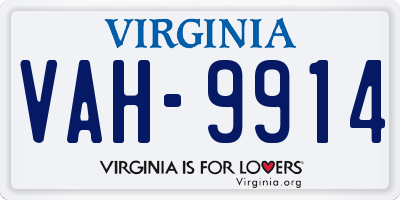 VA license plate VAH9914