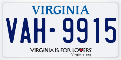 VA license plate VAH9915