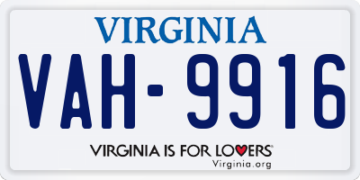 VA license plate VAH9916