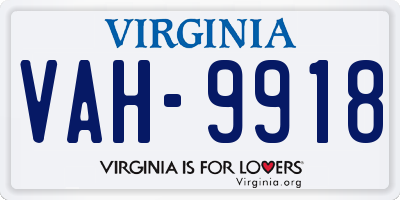 VA license plate VAH9918