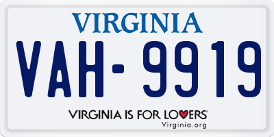 VA license plate VAH9919