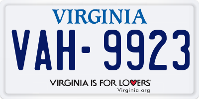 VA license plate VAH9923