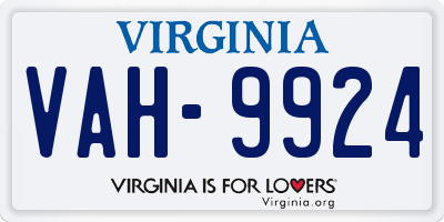 VA license plate VAH9924