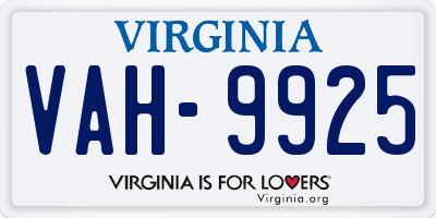 VA license plate VAH9925