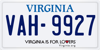 VA license plate VAH9927