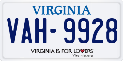 VA license plate VAH9928