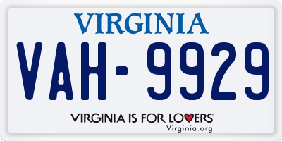 VA license plate VAH9929