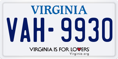 VA license plate VAH9930