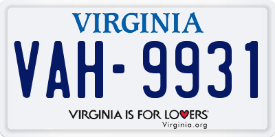 VA license plate VAH9931