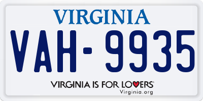 VA license plate VAH9935